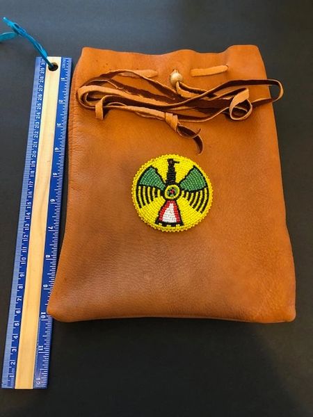 Medicine Bag Large with Thunderbird Beading Made in the USA of Cherokee Heritage & Inspiration