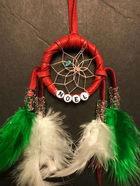 Red NOEL Christmas Ornament Dream Catcher Made in the USA of Cherokee Heritage & Inspiration