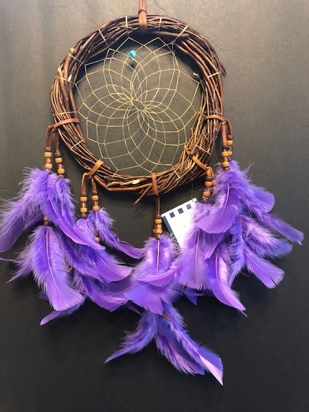 12" LAVENDER Grapevine Wreath Dream Catcher Made in the USA of Cherokee Heritage & Inspiration
