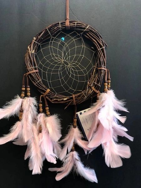 18" PINK Grapevine Wreath Dream Catcher Made in the USA Cherokee Heritage and Inspiration