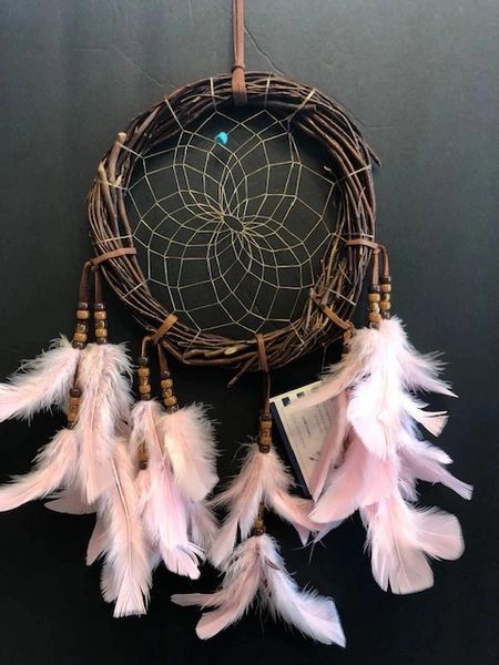 15" PINK Grapevine Wreath Dream Catcher Made in the USA of Cherokee Heritage & Inspiration