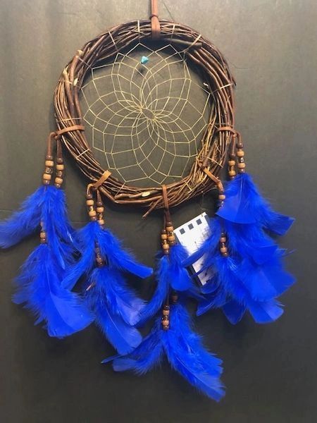 15" ROYAL BLUE Grapevine Wreath Dream Catcher Made in the USA of Cherokee Heritage & Inspiration