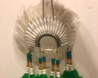 GREEN FOOTPRINT Mini Head Dress Made in the USA of Cherokee Heritage & Inspiration