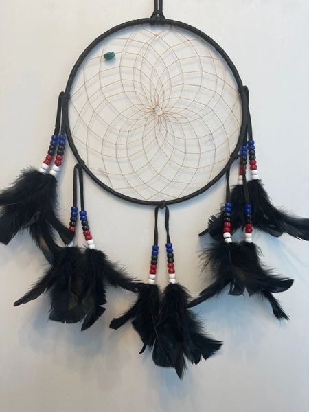 CHEROKEE NATION COLORS with Black Feathers Dream Catcher Made in the USA of Cherokee Heritage & Inspiration