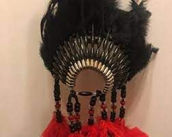 MIDNIGHT SUN Mini Head Dress Made in the USA of Cherokee Heritage & Inspiration