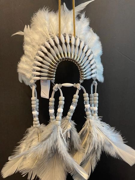 GRAY WOLF Mini Head Dress Made in the USA of Cherokee Heritage & Inspiration