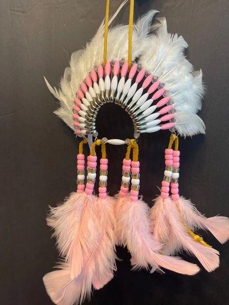 SWEET PINK Mini Head Dress Made in the USA of Cherokee Heritage & Inspiration