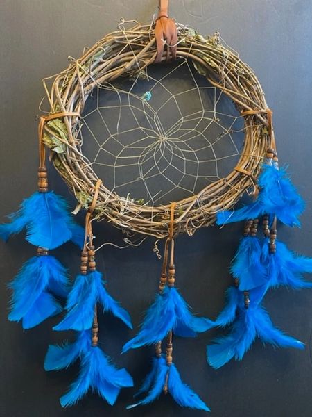 24" TURQUOISE Grapevine Wreath Dream Catcher Made in the USA Cherokee Heritage and Inspiration