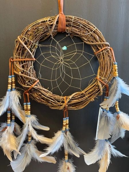 12" PEACEFUL Grapevine Wreath Dream Catcher Made in the USA of Cherokee Heritage & Inspiration