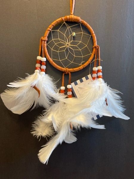 FROSTED White and Honey Dream Catcher Made in the USA of Cherokee Heritage & Inspiration