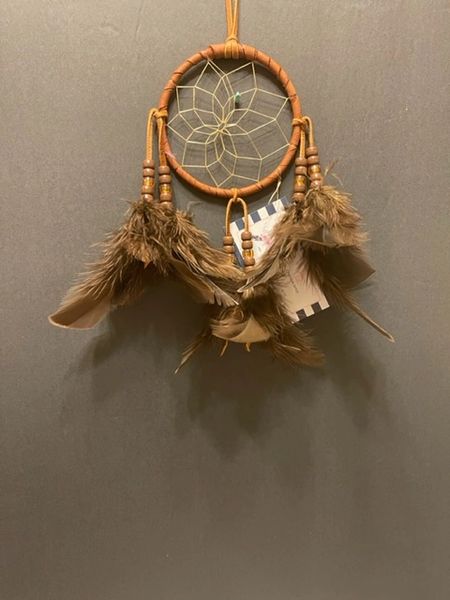 Dream Catcher Bead Feathers Chocolate Brown Native American 