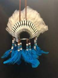 TURQUOISE SNOW Mini Head Dress Made in the USA of Cherokee Heritage & Inspiration