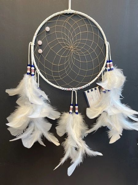 LIVE, LAUGH, LOVE Rose Quartz Lighthouse Dream Catcher Made in the USA of Cherokee Heritage & Inspiration