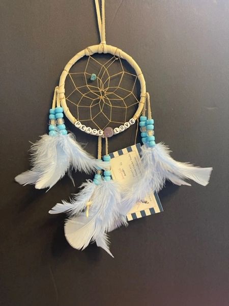 Amethyst PEACE LOVE Dream Catcher Made in the USA of Cherokee Heritage & Inspiration