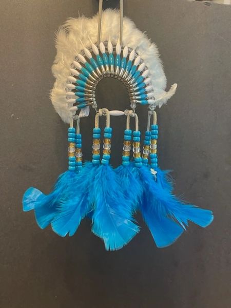 TURQUOISE PEACE Mini Head Dress Made in the USA of Cherokee Heritage & Inspiration