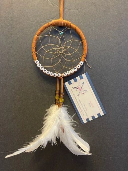 CHEROKEE SPIRIT with White Feathers Dream Catcher Made in the USA of Cherokee Heritage & Inspiration