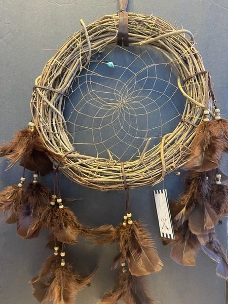 12" BROWN Grapevine Wreath Dream Catcher Made in the USA of Cherokee Heritage & Inspiration