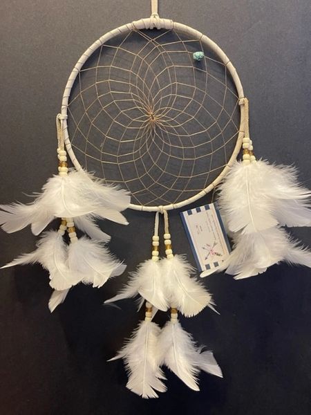White PUFF Dream Catcher Made in the USA of Cherokee Heritage & Inspiration