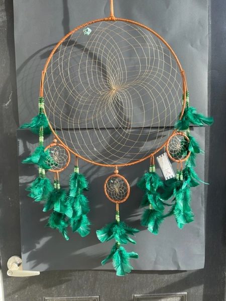 20" Custom CHANDELIER with Turkey Feathers Dream Catcher Made in the USA Cherokee Heritage and Inspiration