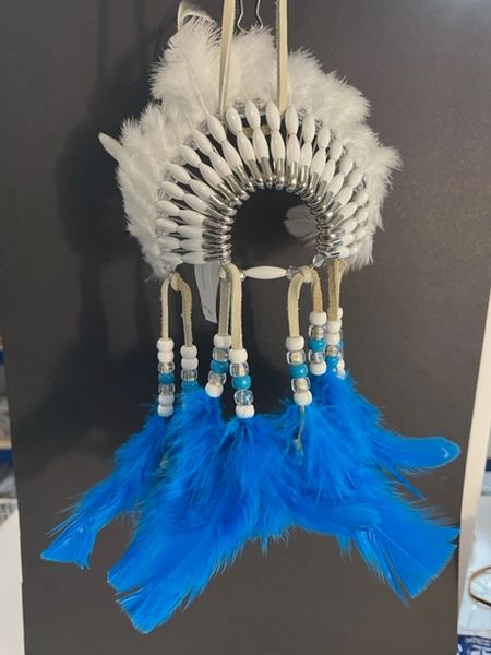 TURQUOISE SNOW Mini Head Dress Made in the USA of Cherokee Heritage & Inspiration