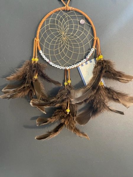 AMETHYST Sweet Dreams Peaceful Rest with Brown Feathers Dream Catcher Made in the USA of Cherokee Heritage & Inspiration