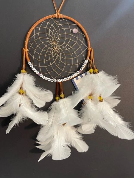AMETHYST Sweet Dreams Peaceful Rest with White Feathers Dream Catcher Hand Made in the USA