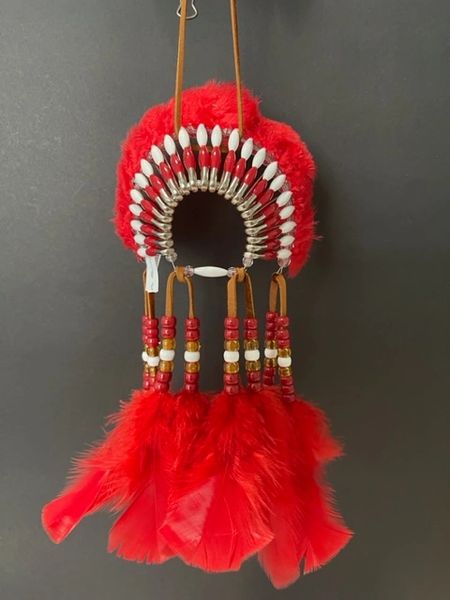 HIAWATHA RED Mini Head Dress Made in the USA of Cherokee Heritage & Inspiration