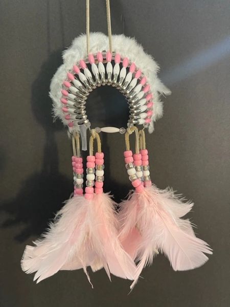 SWEET PINK Mini Head Dress Made in the USA of Cherokee Heritage & Inspiration