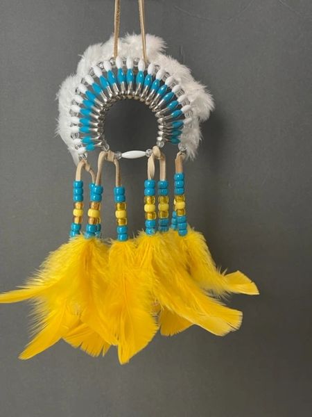 TURQUOISE SUN Mini Head Dress Made in the USA of Cherokee Heritage & Inspiration