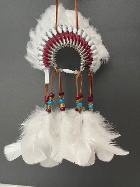 WHITE WIND Mini Head Dress Made in the USA of Cherokee Heritage & Inspiration