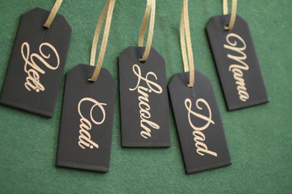 Christmas Stocking Tags in Acrylic and Wood, Custom Name Tags for Gifts and  Table Decor - Taylor Street Favors