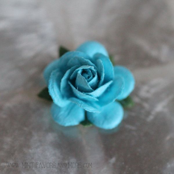 teal paper flowers, wedding embellishments, artificial flowers  Unique  wedding favors, personalized wedding favors, party favors