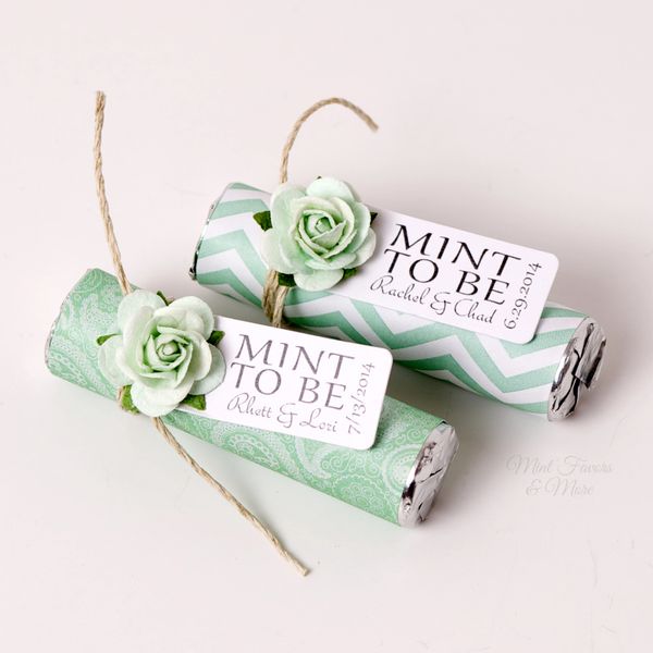 Mint to be wedding favors, wrapped mint roll, personalized mints