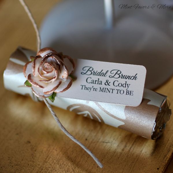 Rose gold wedding favors, with rose gold painted rose