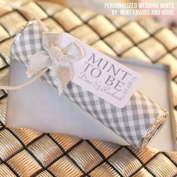 burlap wedding favor with mint rose