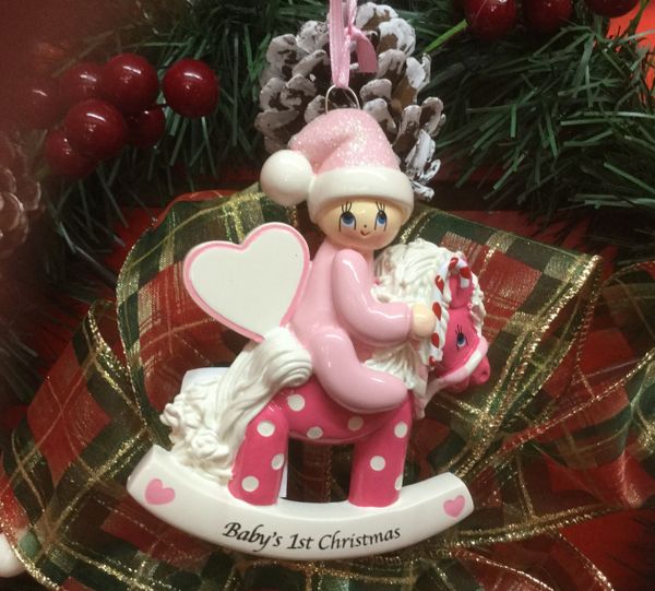 Baby S First Christmas Rockinghorse Girl Christmas Cottage