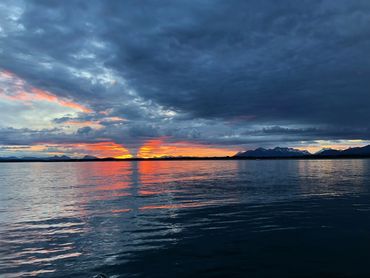 Sunset! Icy Strait, Glacier Bay, Mount Fairweather Range, North to Yakutat. 