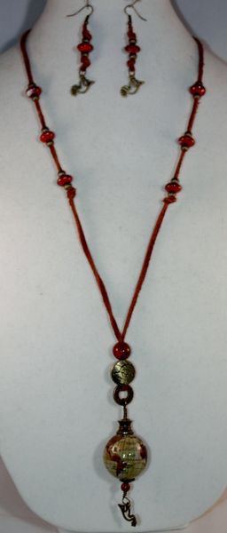 Sienna Deer Hide Globe Knob Necklace/Earring Set