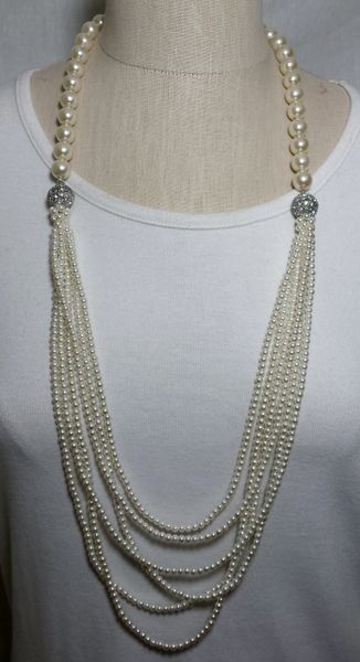 White Glass Pearl 3-Way Necklace with Magnetic Clasps