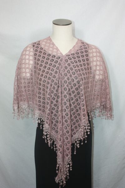 Rosey Beige Lacey with Venetian Lace Fabric Poncho