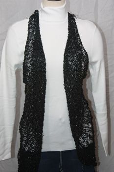 Woven Black with Silver Lurex Vest/Scarf