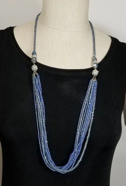 Blue Crystal 3-Way Necklace with Magnetic Clasps
