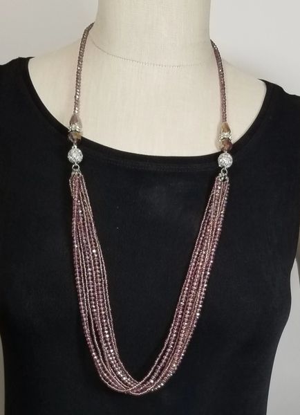 Purple Crystal 3-Way Necklace with Magnetic Clasps