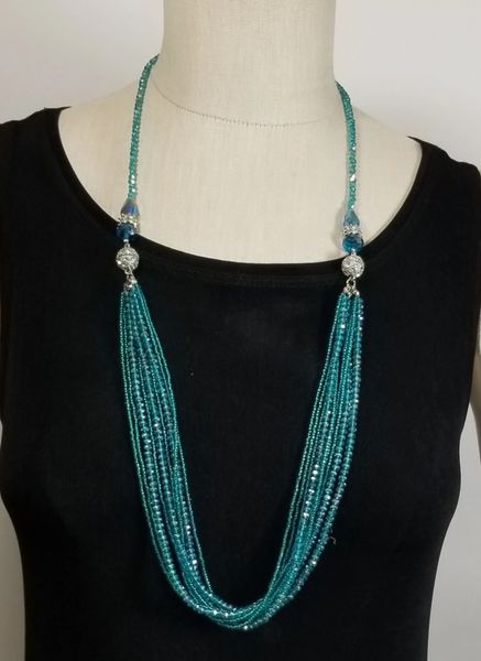 Turquoise Green Crystal 3-Way Necklace with Magnetic Clasps