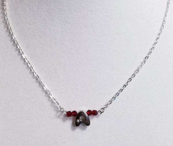 Initial January Birthstone Bar Silver Necklace 16 Inch Chain