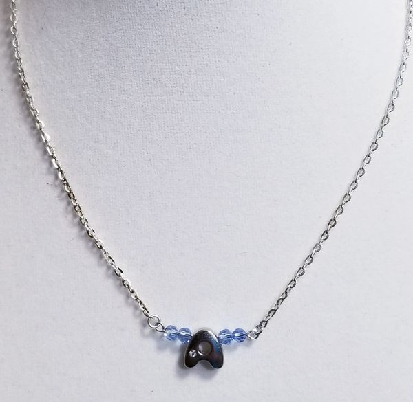 Initial December Birthstone Bar Silver Necklace 16 Inch Chain