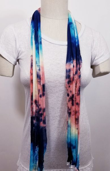 Royal Salmon Navy Turquoise Tiedye Flutter Scarf