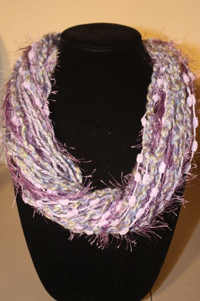 Mix of Lilac Purples Yarn Necklace Scarf