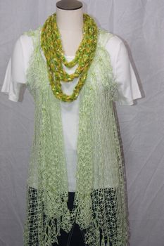 Variegated Lime Greens Crocheted Infinity Scarf