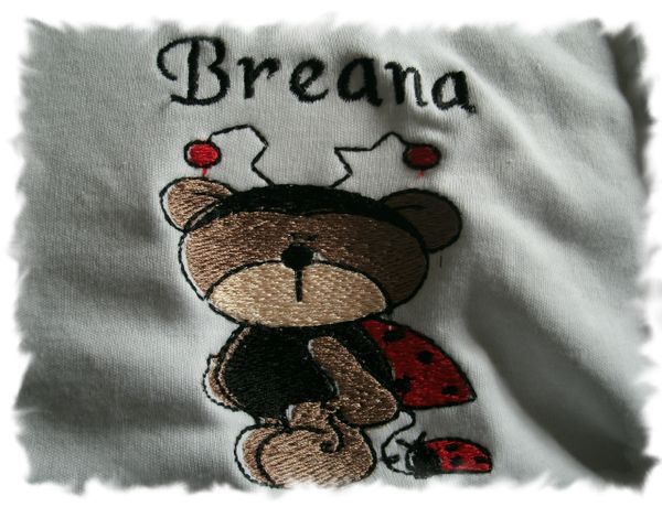 Ladybug Bear 4 Personalized Girl Baby Blanket